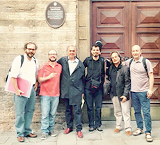 Flo Menezes, Thiago Colombo, Massimo Nalbandian, Daniel Murray, Maurizio Pisati e Walter Zanetti, na porta do Conservatorio di Musica 